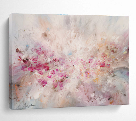 “Blush - Toned Floral Burst” Impressionist - Style Floral Painting On Canvas DKH533