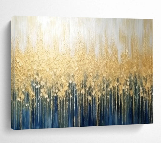 “Gold - Blue Forest Canopy” Abstract Landscape Painting On Canvas DLZ052