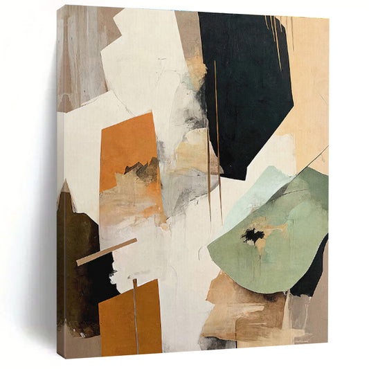 Earth - Toned Geometric Collage, “Urban Textures” - Mixed - Media Abstract Painting CT0756