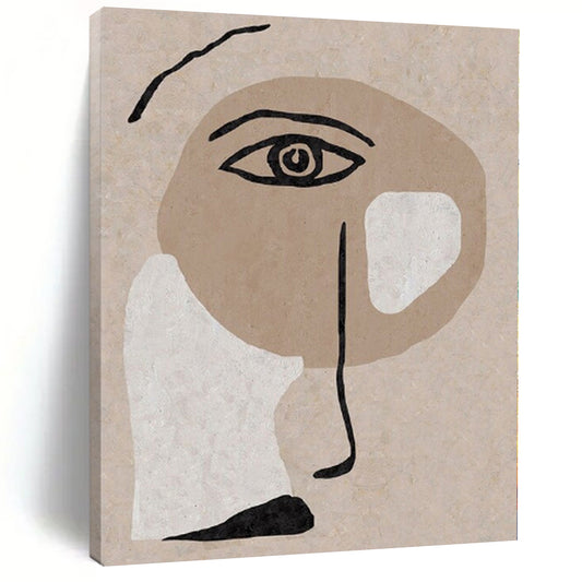 “Beige - Brown - Black Abstract Face” – Minimalist Portrait Art CT1144