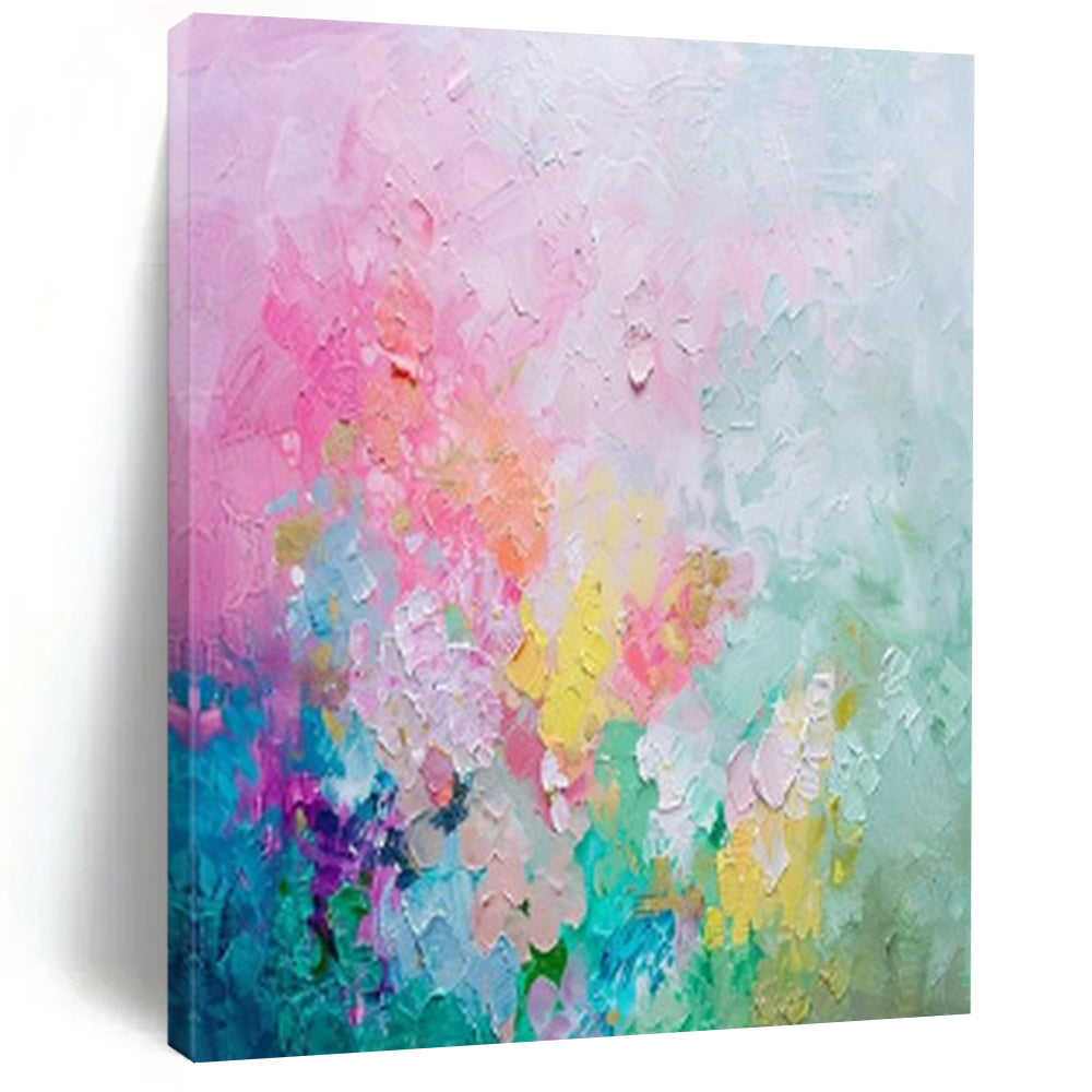 “Pastel Petal Burst” – Impasto Abstract Art CT1026