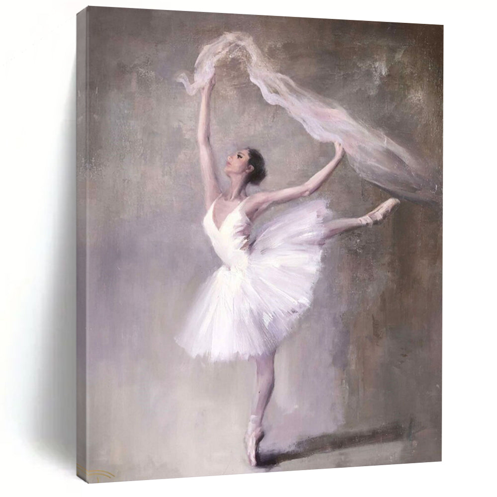 “Graceful Ballerina with Veil” – Realistic Oil Painting On Canvas CT2181