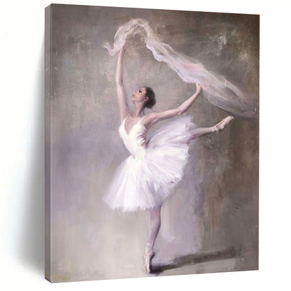 “Graceful Ballerina with Veil” – Realistic Oil Painting On Canvas CT2181