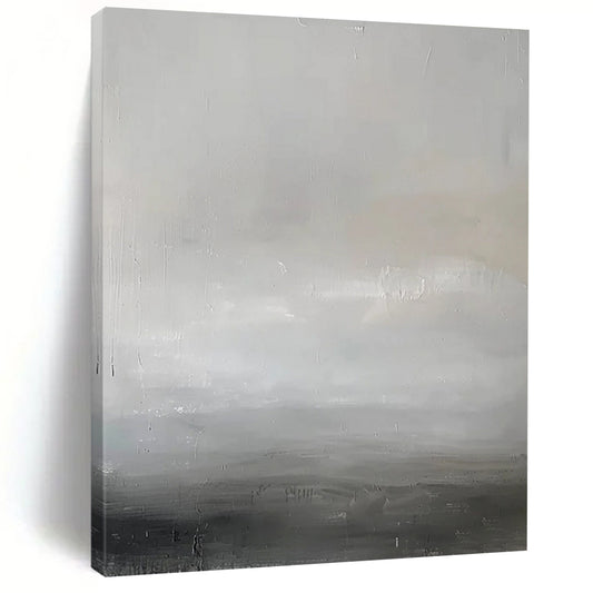 “Gray - White Minimalist Horizon” - Minimalist Abstract Painting On Canvas DTP064