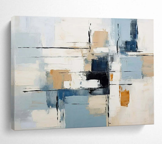 “Soft Tones Geometric Abstraction” Minimalist Abstract Painting On Canvas DLZ092