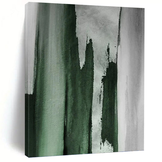 “Green - Gray Abstract Brushstrokes” Painting On Canvas DKH1233