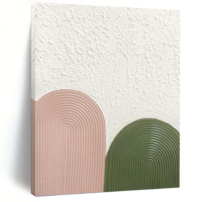 “Blush & Green Arches” - Pink, Green & White Textured Curves Painting On Canvas DKH1175