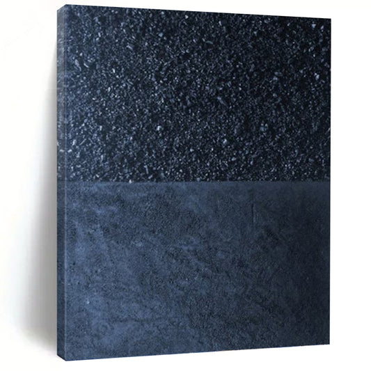 Two - Tone Black & Dark Blue - Minimalist Textured Painting On Canvas DKH1247
