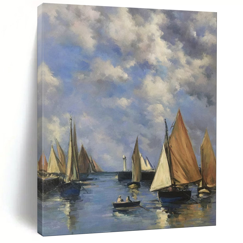 “Sailboats on a Calm Sea” - Impressionistic Marine Painting CT1994