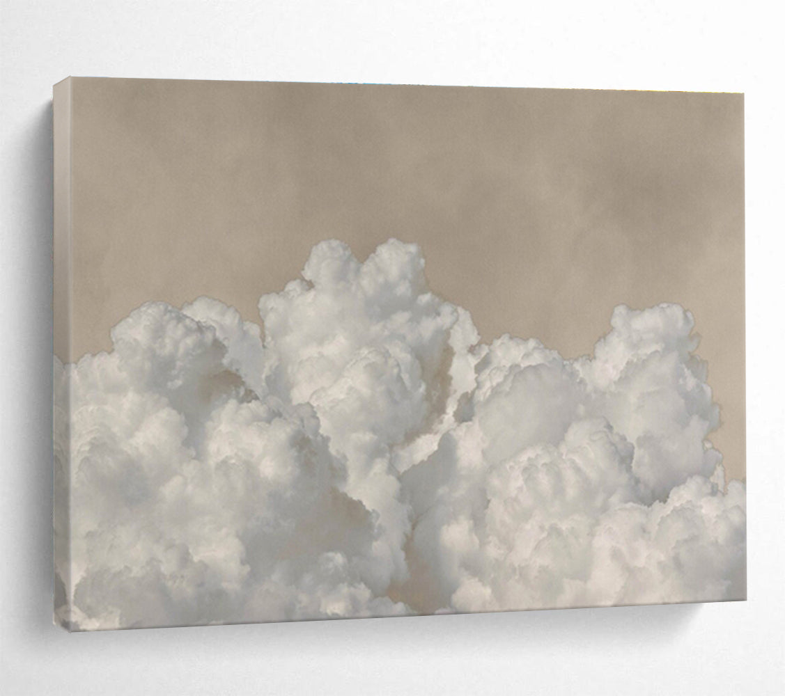 Fluffy Clouds and Beige Sky “Serene Skyward Clouds” Painting On Canvas DKH126