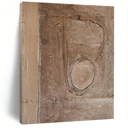“Brown Textured Symbol” – Minimalist Abstract Art CT1201