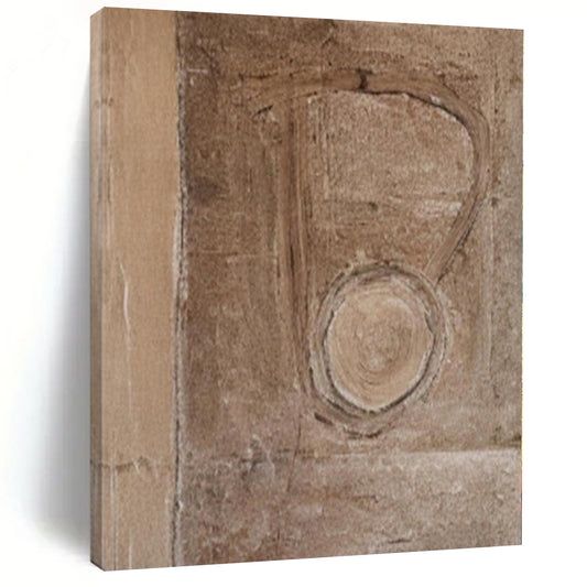 “Brown Textured Symbol” – Minimalist Abstract Art CT1201