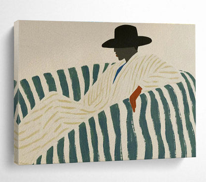 Man on Striped Sofa Stylish Portrait Painting On Canvas DKH229