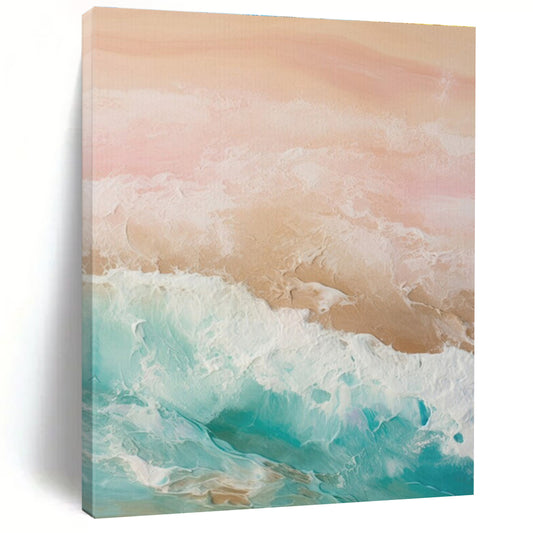 Pastel Ocean Waves, “Blush Beach” - Abstract Seascape Acrylic Painting CT0751
