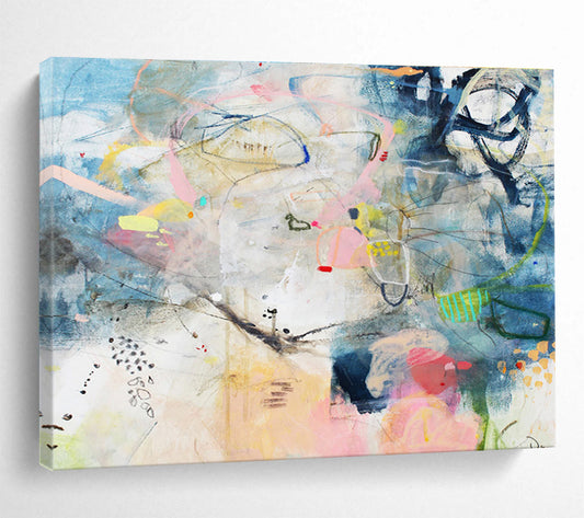 Blue and Pink Abstract “Dreamy Abstract Journey” Painting On Canvas DKH077