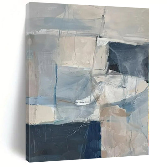 Soft Blue and Gray Blocks - Abstract Gouache Painting CT1218