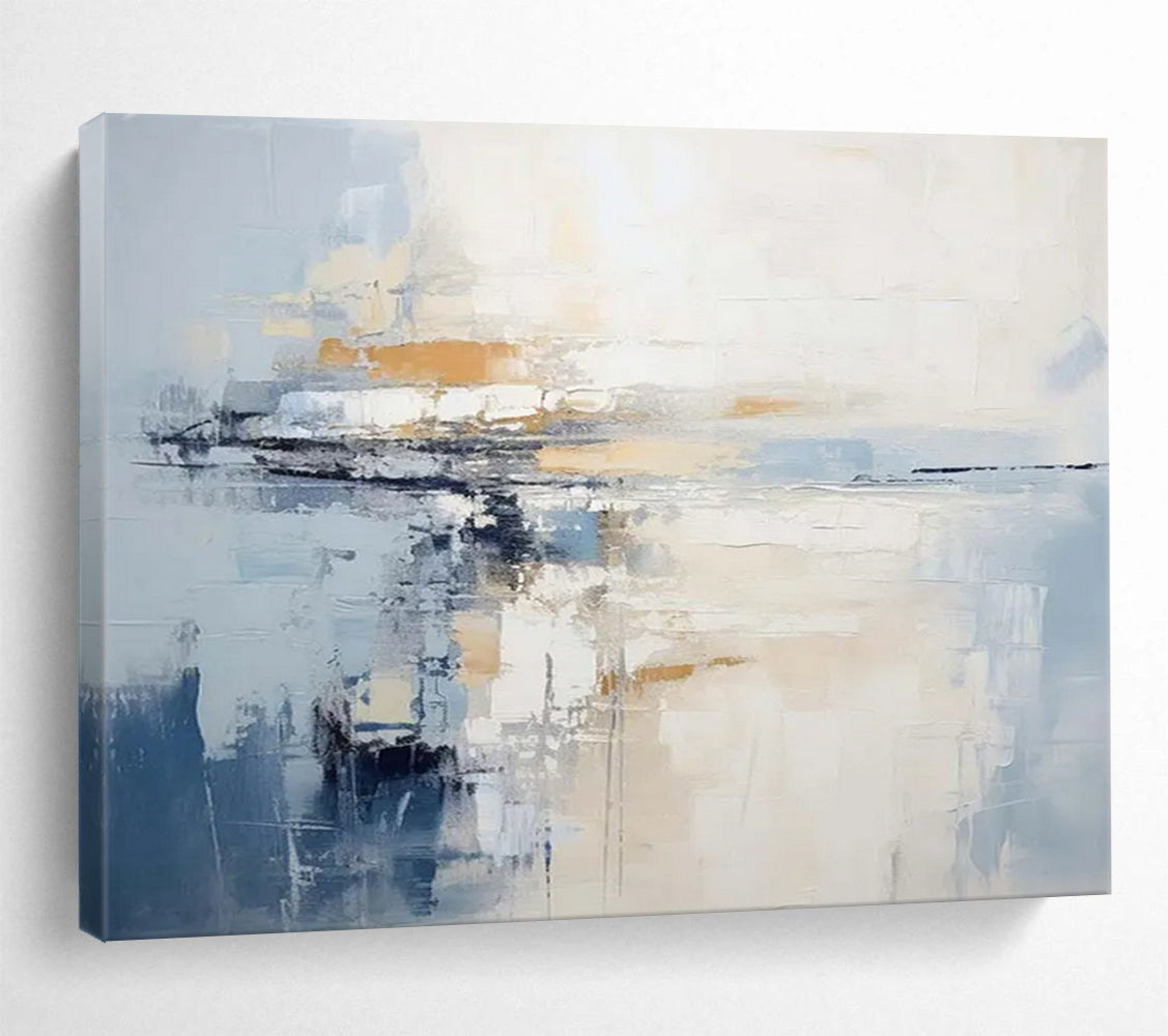“Muted Tones Abstract Horizon” Minimalist Seascape Painting On Canvas DLZ090