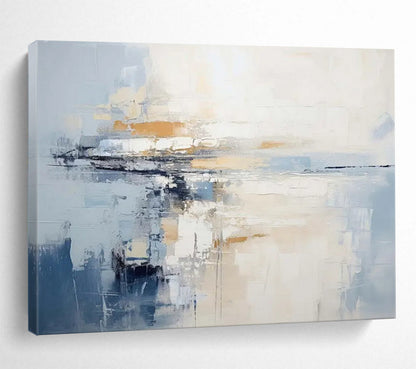 “Muted Tones Abstract Horizon” Minimalist Seascape Painting On Canvas DLZ090