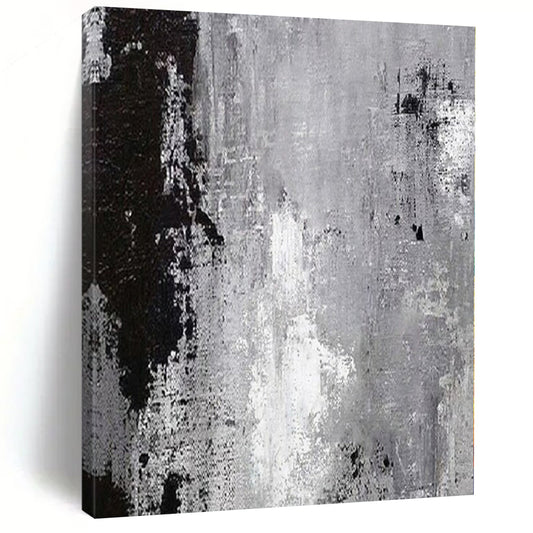 “Black - White Textured Abstraction” – Abstract Expressionist Painting CT1150