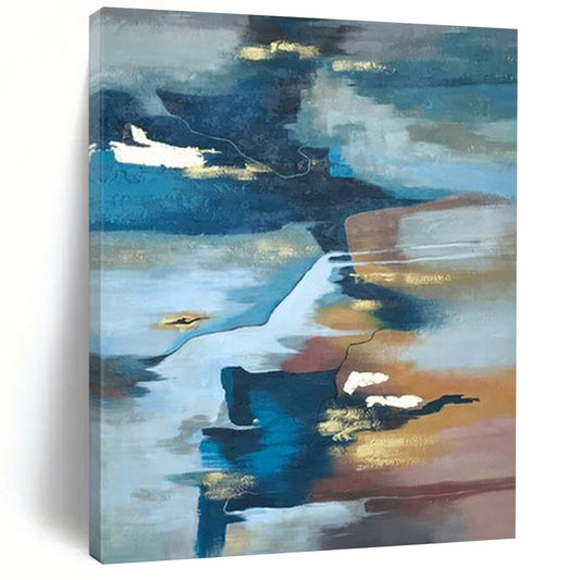 “Blue, Brown, Gold Flowing Realm” – Color - Blended Abstract Art CT1006