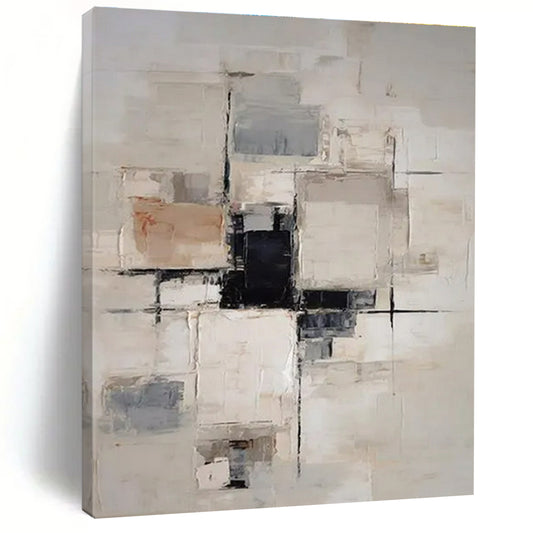 “Geometric Neutral Mosaic” ，Abstract Cubist - Inspired Art CT0868