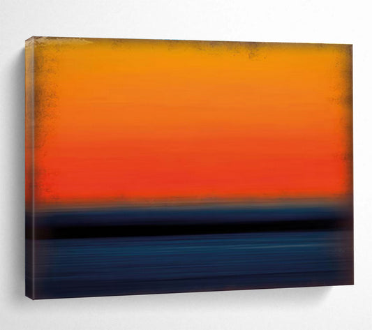 “Orange - Blue Abstract Sunset” Abstract Color - Field Painting On Canvas DKH449