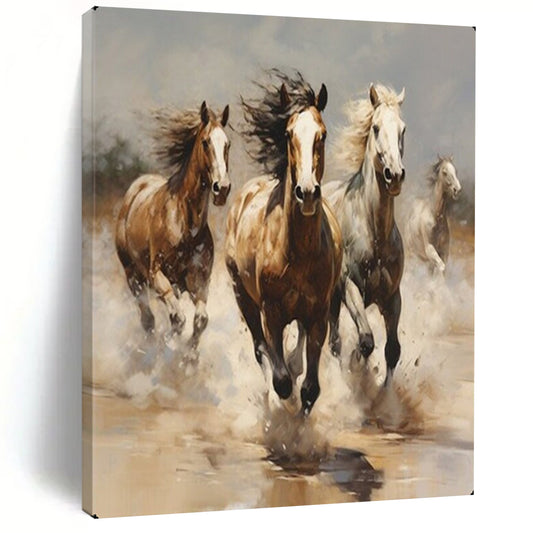 “Galloping Horses in Motion” – Dynamic Animal Oil Painting On Canvas CT2131