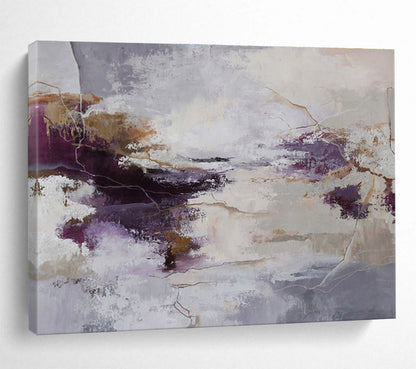 “Purple - Gold Abstract Mystique” Abstract Acrylic Painting On Canvas DKH516