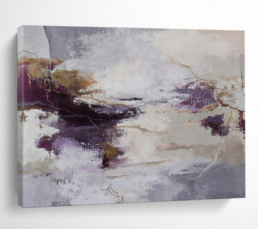 “Purple - Gold Abstract Mystique” Abstract Acrylic Painting On Canvas DKH516