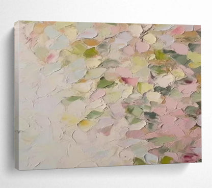 Pastel Colorful Petals - Pointillist - inspired Textured Painting On Canvas DLZ177