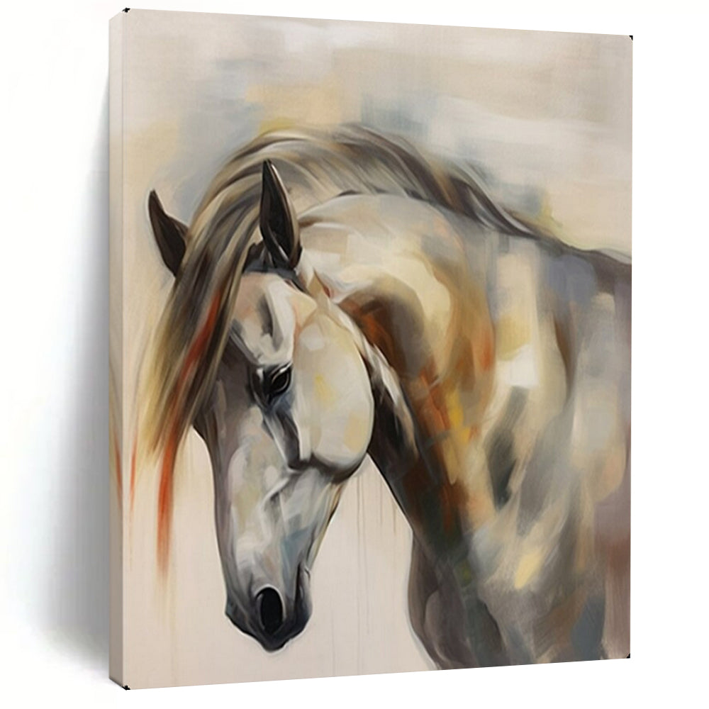 “Soft - Colored Horse Portrait” – Impressionistic Animal Oil Painting On Canvas CT2144
