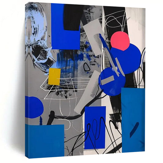 “Geometric Blue - Gray Abstract” - Minimalist - Inspired Abstract Painting On Canvas DTP110