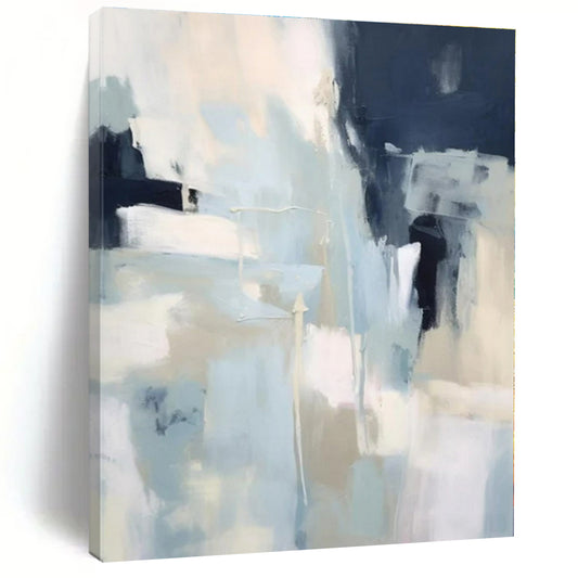 Soft Blue & Navy Abstraction - Abstract Expressionist Acrylic On Canvas CT1334