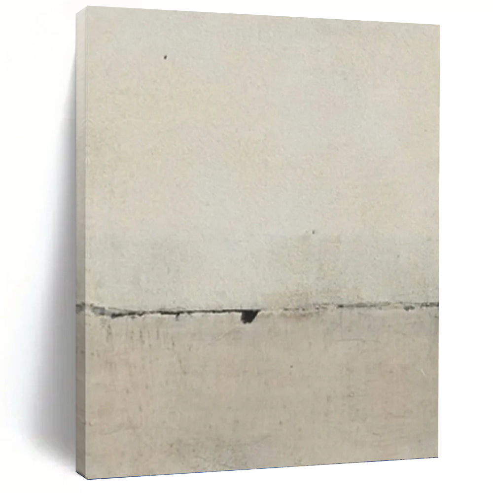 “Light Gray Textured Surface with Crack” - Minimalist Abstract Painting On Canvas DKH1122