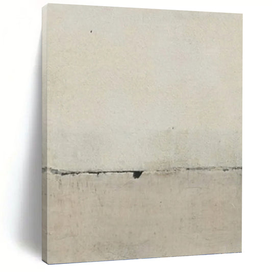 “Light Gray Textured Surface with Crack” - Minimalist Abstract Painting On Canvas DKH1122