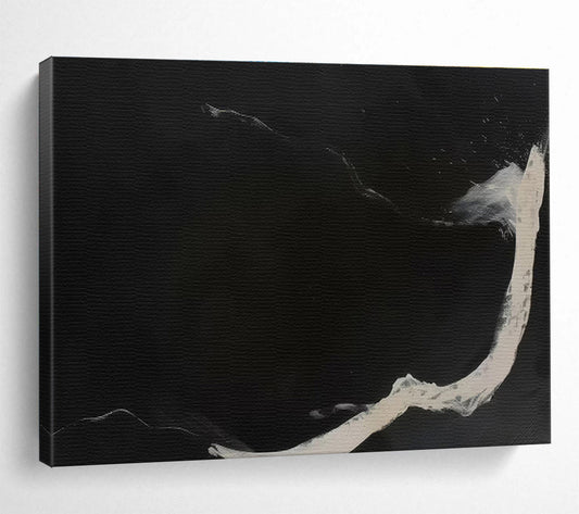 Black and White Abstract “Ethereal Night Swirls” Painting On Canvas DKH142