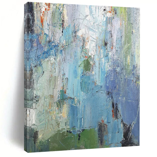 Blue - Green Abstract Layers - Textured Color - Blend Painting On Canvas CT2273