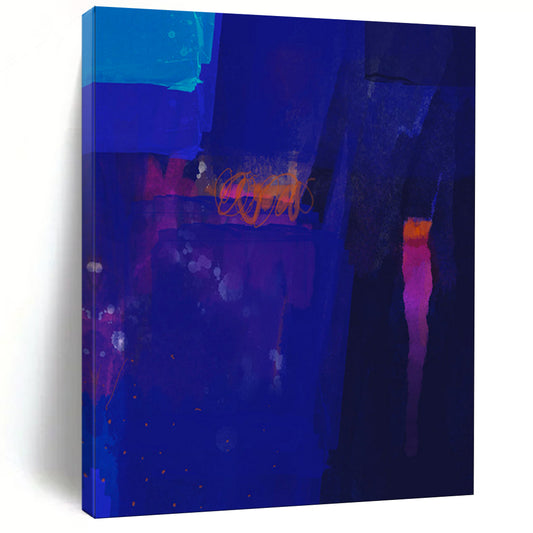 Deep Blue, Neon Accents - "Midnight Neon" - Abstract Acrylic Art CT1820