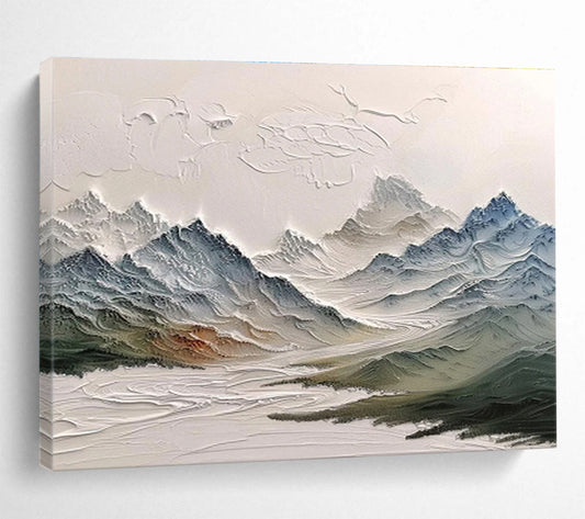 “Textured Mountain Range” Impasto Landscape Painting On Canvas DKH462