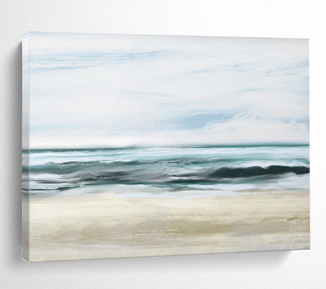 “Calm Blue Ocean Waves” Seascape Oil Painting On Canvas DLZ128