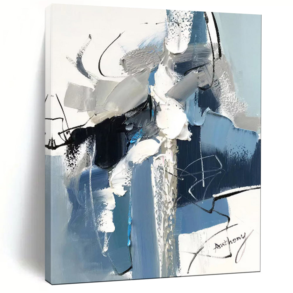 “Dynamic Blue Abstract Strokes” – Expressive Abstract Acrylic CT2082
