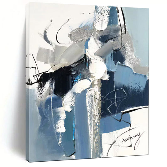 “Dynamic Blue Abstract Strokes” – Expressive Abstract Acrylic CT2082