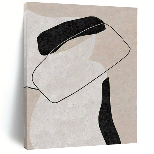 “Black - White - Beige Geometric Reprise” – Geometric Abstract Painting CT1143