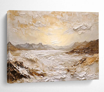 “Textured Golden Landscape” Impasto Scenic Painting On Canvas DKH458