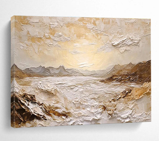 “Textured Golden Landscape” Impasto Scenic Painting On Canvas DKH458