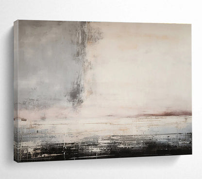 Minimalist Abstract Landscape - Soft Neutrals and Subtle Lines Painting On Canvas DKH046