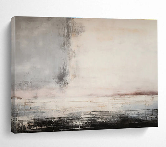 Minimalist Abstract Landscape - Soft Neutrals and Subtle Lines Painting On Canvas DKH046