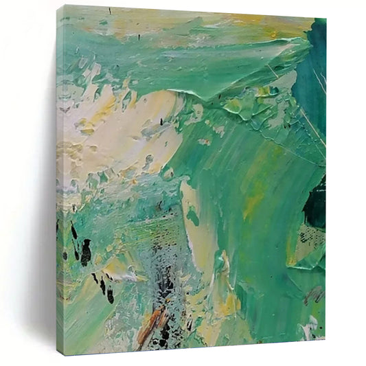 Turquoise and Yellow Impasto - Abstract Impasto Painting On Canvas DKH1270