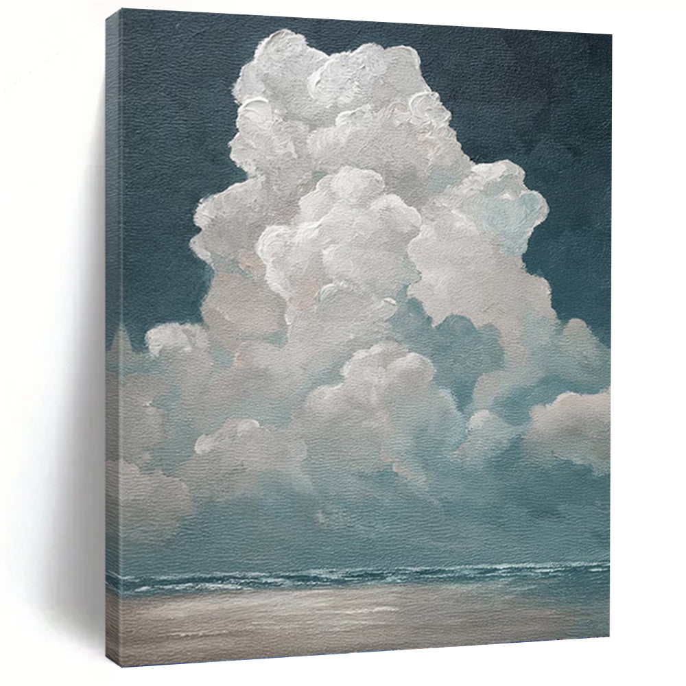 Fluffy Clouds Over the Sea - Seascape Painting On Canvas DKH1459