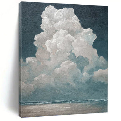 Fluffy Clouds Over the Sea - Seascape Painting On Canvas DKH1459